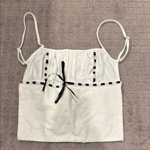 Elegant White Camisole Top with Black Accents